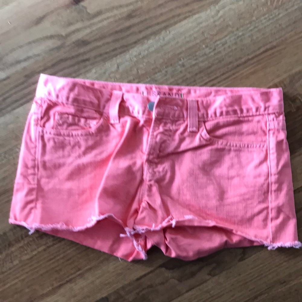 J Brand cut-off coral denim shorts